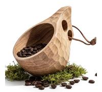 überleben Dursten Kuksa Wooden Cup - Handcarved Camping Mug Wood Cup - 8oz Traditional Nordic Camping Coffee Mug, Hiking Cup - Lightweight, Durable Bushcraft Camping Bowl w/Lanyard & Carabiner