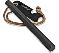 überleben Hexå Fire Starter | 6” x 1/2” thick Hexagon Bushcraft Fire Steel | 20,000 Strikes | Survival Ferro Rod | Multi-tool Striker & Full Grain Leather Lanyard