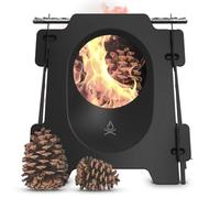 Überleben | Stöker Wood Burning Camping Stove - 18oz Flatpack Stainless Steel Wood Stove for Backpacking, Hiking & Outdoor Cooking - Portable, Folding Camping Essentials (Carbon Black)