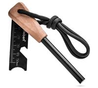 überleben Zünden Fire Starter | 5/16”, 3/8” or 1/2” Thick Bushcraft Fire Steel with Handcrafted Wood Handle | 12,000-20,000 Strikes | Traditional Survival Ferro Rod | Neck Lanyard | Pro 3/8"