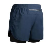 UEBHERV Athletic Fitness Men's Running 2 in 1 Quick-Drying Fitness Double Layer Sport Workout Training Short Pants-Nevy Blue-S
