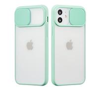 UEEBAI Case for iPhone 12 Pro 6.1 inch, Sliding Camera Lens Protector Case Soft TPU Bumper Case Frosted Matte Hard PC Back Cover Stylish Shockproof Protective Case - Mint Green