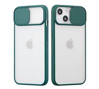 UEEBAI Case for iPhone 13 6.1 inch, Sliding Camera Lens Protector Case Soft TPU Bumper Case Frosted Matte Hard PC Back Cover Stylish Shockproof Protective Case - Dark Green