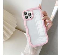UEEBAI Case for iPhone 15 Pro 6.1 inch, Cute Clear Simple Wave Wavy Curvy Slim Fit Shockproof Protective Phone Bumper Cover Translucent Soft Pretty Anti-Scratch TPU Case - Pink