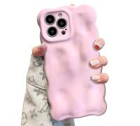 UEEBAI Case for iPhone 15 Pro Max, Cute Solid Color Curly Wave Shape Shockproof Soft TPU Bumper Phone Case, Candy Color Water Ripple 3D Silicone Slim Pretty Case Non-yellowing Cover-Purple