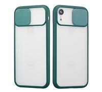 UEEBAI Case for iPhone XR, Sliding Camera Lens Protector Case Soft TPU Bumper Case Frosted Matte Hard PC Back Cover Stylish Shockproof Protective Case - Dark Green