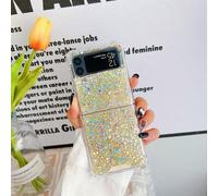 UEEBAI Case for Samsung Galaxy Z Flip 6/Z Flip 5 5G, Pretty Bling Glitter Case for Women Cute Shiny Sparkle Phone Case for Girls Bling Stars Cover Four-Corner Shockproof Protective Slim Case - Gold