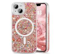 UEEBAI Glitter Case Magnetic for iPhone 13/14 Case, Luxury Shiny Bling Sparkly Phone Case Compatible with MagSafe, Wireless Charge Crystal Diamonds Shiny Cover for Women - Red