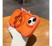 UEEBAI Magnetic for iPhone 14 Pro Case, [Compatible with MagSafe] [Built-in Kickstand] Translucent Wave Design Wavy Frame Matte Drop Protect Phone Case - Orange