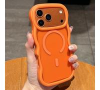 UEEBAI Magnetic for iPhone 14 Pro Case, Compatible with MagSafe, Transparent Wave Frame Design Case Soft Edge Cover Cute Clear Matte Shockproof Protective Phone Cover, Orange