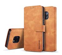 UEEBAI PU Leather Case for Huawei Mate 20 Pro, Vintage Retro Premium Wallet Flip Cover TPU Inner Shell [Card Slots] [Magnetic Closure] Stand Function Folio Shockproof Full Protection - Brown
