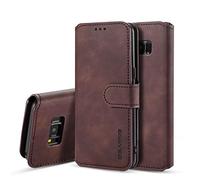 UEEBAI PU Leather Case for Samsung Galaxy S9, Vintage Retro Premium Wallet Flip Cover TPU Inner Shell [Card Slots] [Magnetic Closure] Stand Function Folio Shockproof Full Protection - Coffee