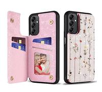 UEEBAI Wallet Case for Samsung Galaxy A14 5G with Card Holders, PU Leather Cover Kickstand RFID Blocking Double Magnetic Clasp rilievo Flower Shockproof Flip Case for Women Girls - Tree Vine