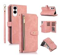 UEEBAI Wallet Case for Samsung Galaxy S25 Edge 5G, 9 Card Slots Retro Leather Wallet Shockproof Flip Cover with Hand Strap Card Slots Zipper Pocket Kickstand Handbag Magnetic Closure - Retro Rose Gold