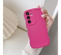 UEEBAI Wave Frame Case for Samsung Galaxy A16 4G/5G, Cute Wave Frame Slim Fit Shockproof Phone Bumper Cover Soft Pretty Curly Wavy Case Anti-Scratch TPU Case - Hot Pink