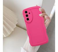 UEEBAI Wave Frame Case for Samsung Galaxy S25 FE 5G, Cute Wave Frame Slim Fit Shockproof Phone Bumper Cover Soft Pretty Curly Wavy Case Anti-Scratch TPU Cover - Hot Pink
