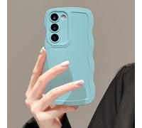 UEEBAI Wave Frame Silicon Case for Samsung Galaxy A14 5G Phone Case, Cute Wave Frame Slim Fit Shockproof Phone Bumper Cover Soft Pretty Curly Girly Cover for A14 5G, Mint Green