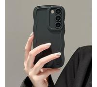 UEEBAI Wave Frame Silicon Case for Samsung Galaxy S21 5G Phone Case, Cute Wave Frame Slim Fit Shockproof Phone Bumper Cover Soft Pretty Curly Girly Cover for S21 5G, Black