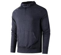 UEEKO Men'S Long Sleeve Hoodie Softy Warm Pullover 1/2 Zip Sweatshirt Casual Outdoor Athletic Hooded For Men, XXL Carbon Black