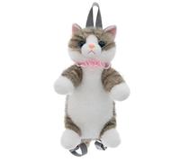 Ueeksry Stuffed Animals Backpack - Lifelike Stuffed Cat Plush Backpack, Handmade Cute Realistic Cat Shaped Bag (Gray Pattern)