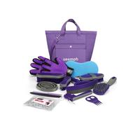 Ueemph Horse Grooming Kit (12-Piece): Brushes, Storage Bag, Sweat Scraper, Mane Comb, Grooming Gloves - Purple Horse Gifts for Girls