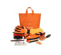 Ueemph Horse Grooming Kit（13-Piece），Orange Horse Brushes,Storage Bag, Sweat Scraper,Mane Comb,Horse Grooming Gloves, Gifts for Girls (Orange)