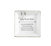 Ueerdand Retirement Gifts for Women Her Coworker - Enjoy the next chapter Ceramic Jewelry Holder Ring Dish Trinket Tray - Appreciation Gift for Mom Boss Teachers Nurse Friends Wife Sister