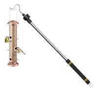 UEGHNS Clothes Hanger Hook, 37-65 inch Extendable Stainless Steel Pole, Closet Rod, Sponge Handle, 1.5 pounds Capacity