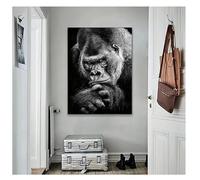 UEHVVF Gorilla Monkey Funny Animal Pictures Posters and Prints Living Room Wall Art Painting Animals Canvas Pictures Modern Home Textiles Unframed (Monochrome, 70 x 100 cm)