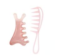 UEIOAVL Combs, 1 Piece Wide Tooth Comb + 1 Piece Multifunctional 4-in-1 Head Massage Comb, Coarse Comb Massage Comb, Face Wand Lifting Tool (Pink)