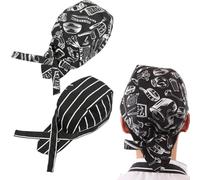 UEIOAVL Food Service Uniforms, Set of 2 Adjustable Chefs Hat Cooking Turban Breathable Chef Hat Unisex Suitable for Kitchen Hotel Restaurant BBQ