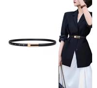 UEIOAVL Women's Belt, Adjustable Leather Belt for Women, High Waist Belt, Elegant Thin Women's Belt, Retro Simple Classic Fit for Dress Jackets, Jeans (Black)