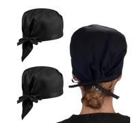 UEIOAVL Work Accessories - Catering, 2 Packs Chef Hats Pirate Hat Kitchen for Men and Women for Cooking Baking, Grilling Turban (Black)