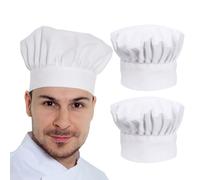 UEIOAVL Work Wear Catering 2 Pieces Chef's Hat Adjustable Unisex Elastic Chef Hat for Restaurant Cooking BBQ Baking (White)