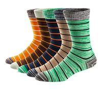 Ueither Men's Fun Dress Socks Colorful Funky Patterned Cotton Crew Socks (Color 2 (5 Pairs),8-13.5)