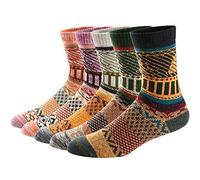 Ueither Mens/Womens 5 Pairs Vintage Style Knitting Wool Warm Winter Fall Crew Socks