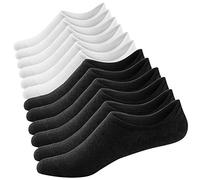 Ueither Women's 3 to 5 Pack Casual No Show Socks Non Slip Flat Boat Line, 3 Pairs Black 3 Pairs White, Shoe Size:5-9