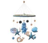 Ueiwffzo Octopus Baby Mobile Baby Bed Wooden Wind Chime, Octopus Pendant for Crochet, Sea Animals Bed Bell, Baby Mobile Crib for Bed, Changing Table, Mobile Ornament, Baby Room Decor