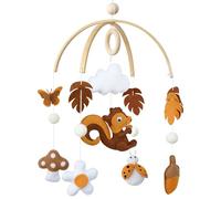 Ueiwffzo Wald Eichhorn Mobile Baby Wind Chime Baby Bed, Baby Mobile Felt Wooden Pendant Crib, Hanging Bed Bell, Changing Table, Baby Cot Pendant for Baby Room