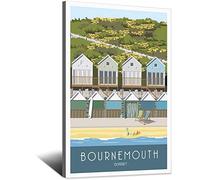 UEJD Bournemouth Beach Dorset Vintage Travel Poster Huts Decorative Posters Modern Bedroom Canvas Art Poster Picture Painting Posters Wall Decor Art Gift