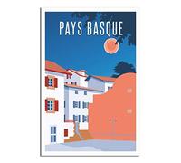 UEJD French Basque Country Vintage Travel Poster Decorative Posters Modern Bedroom Canvas Art Poster Picture Painting Posters Wall Decor Art Gift