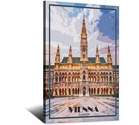 UEJD Vienna Austria Vintage Travel Poster Skyline Decorative Posters Modern Bedroom Canvas Art Poster Picture Painting Posters Wall Decor Art Gift