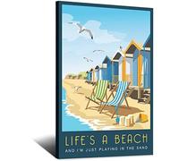 UEJD Vintage British Beach Hut Travel Poster Decorative Posters Modern Bedroom Canvas Art Poster Picture Painting Posters Wall Decor Art Gift