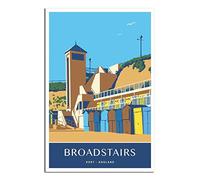 UEJD Vintage Broadstairs Kent Travel Poster Beach Huts Decorative Posters Modern Bedroom Canvas Art Poster Picture Painting Posters Wall Decor Art Gift