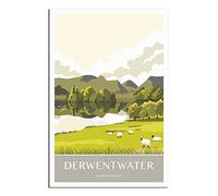 UEJD Vintage Derwentwater Lake District Travel Poster Decorative Posters Modern Bedroom Canvas Art Poster Picture Painting Posters Wall Decor Art Gift