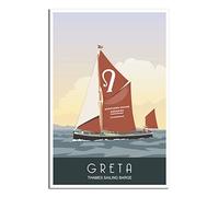 UEJD Vintage Faversham Kent Travel Poster Sailing Barge Decorative Posters Modern Bedroom Canvas Art Poster Picture Painting Posters Wall Decor Art Gift