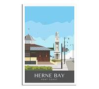 UEJD Vintage Herne Bay Clocktower Kent Travel Poster Decorative Posters Modern Bedroom Canvas Art Poster Picture Painting Posters Wall Decor Art Gift