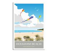 UEJD Vintage Holkham Beach Kites Norfolk Travel Poster Decorative Posters Modern Bedroom Canvas Art Poster Picture Painting Posters Wall Decor Art Gift, 12x18inchs(30x45cm)