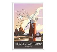 UEJD Vintage Horsey Windpump Norfolk Broads Travel Poster Decorative Posters Modern Bedroom Canvas Art Poster Picture Painting Posters Wall Decor Art Gift