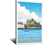 UEJD Vintage Jersey Channel Islands Castle Travel Poster Decorative Posters Modern Bedroom Canvas Art Poster Picture Painting Posters Wall Decor Art Gift